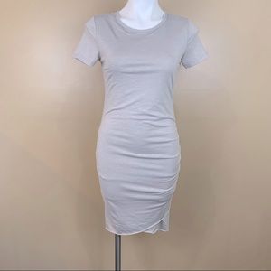 Gray Ruched Side Short Sleeve T-Shirt Dress Small Casual Vacation Bodycon